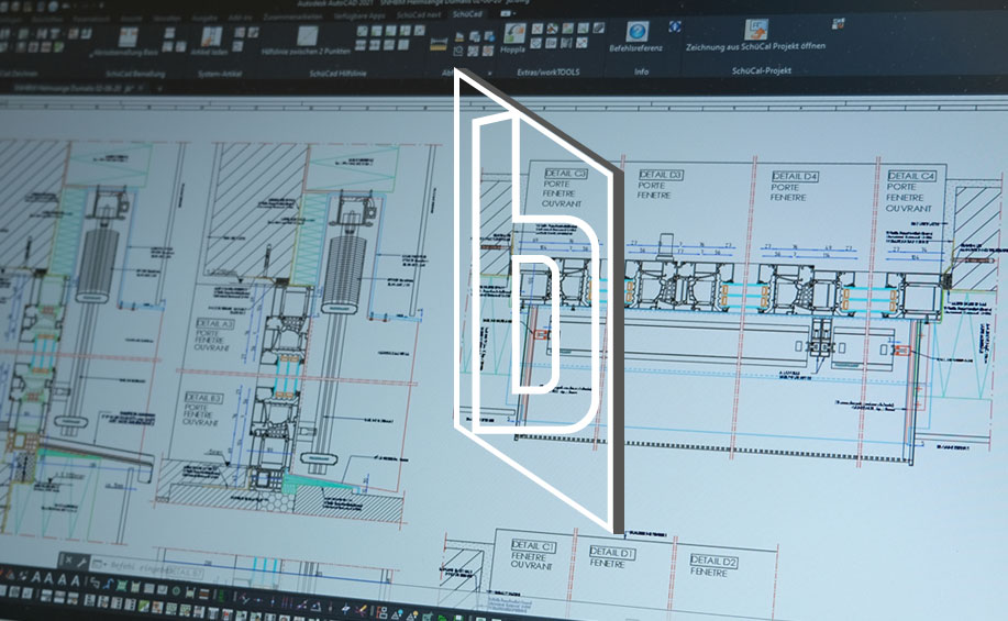 Extrait d’un ordinateur avec un plan CAD